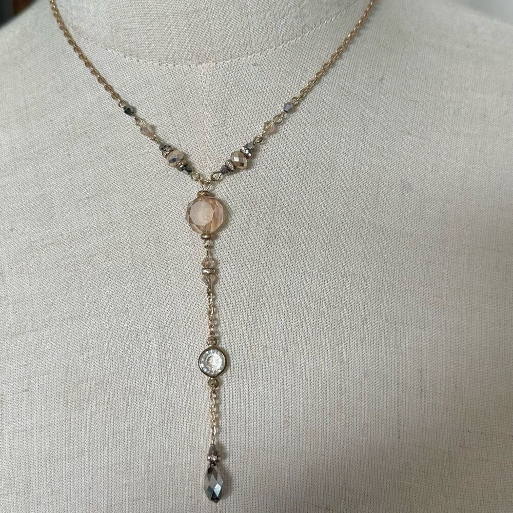 Ali Kahn New York crystal beaded Y necklace